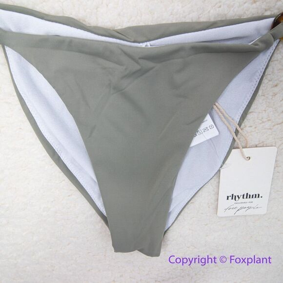 NEW Rhythm.X Free People Paisley Hi String Bikini Bottoms size L  in‎ army - Picture 5 of 14